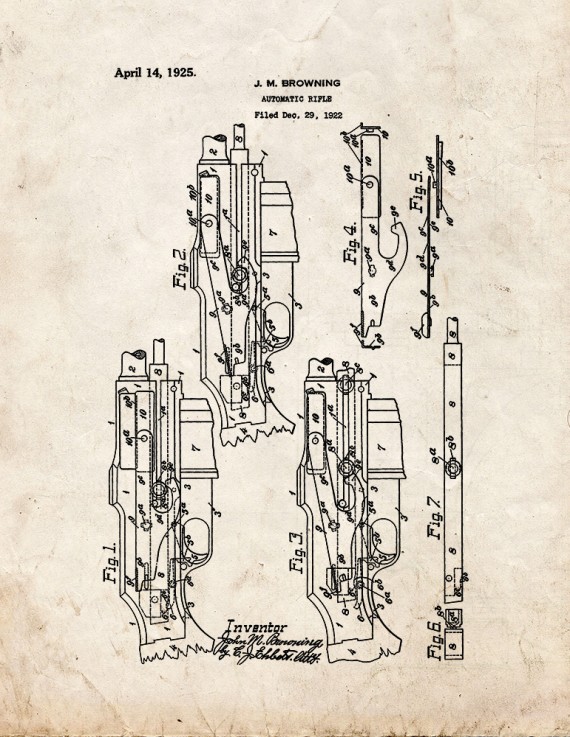 Browning Automatic Rifle Patent Print