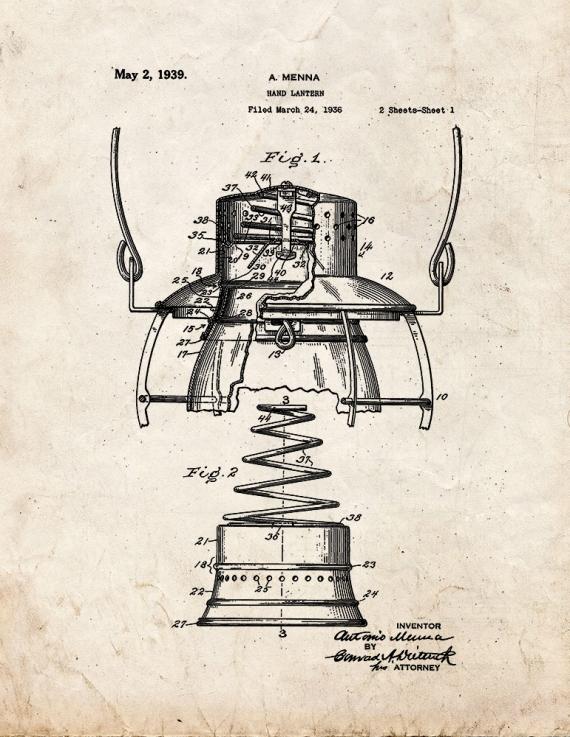 Hand Lantern Patent Print