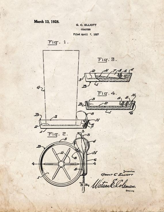 Drink Coaster Patent Print