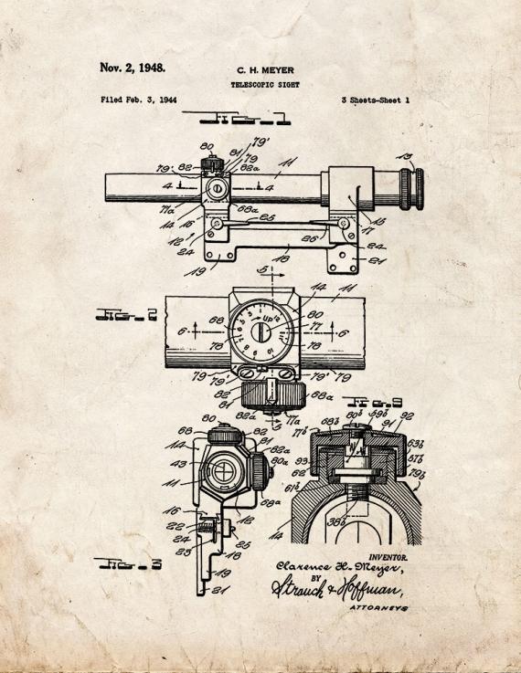 Telescopic Sight Patent Print