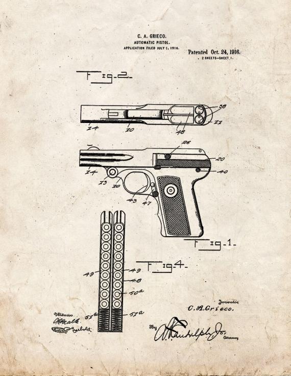 Automatic Pistol Patent Print