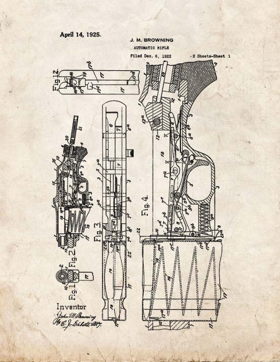 Browning Automatic Rifle Patent Print