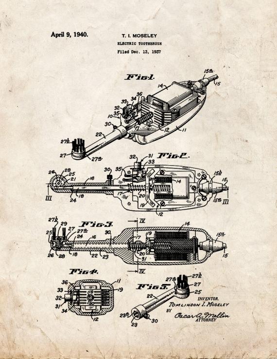 Electric Toothbrush Patent Print