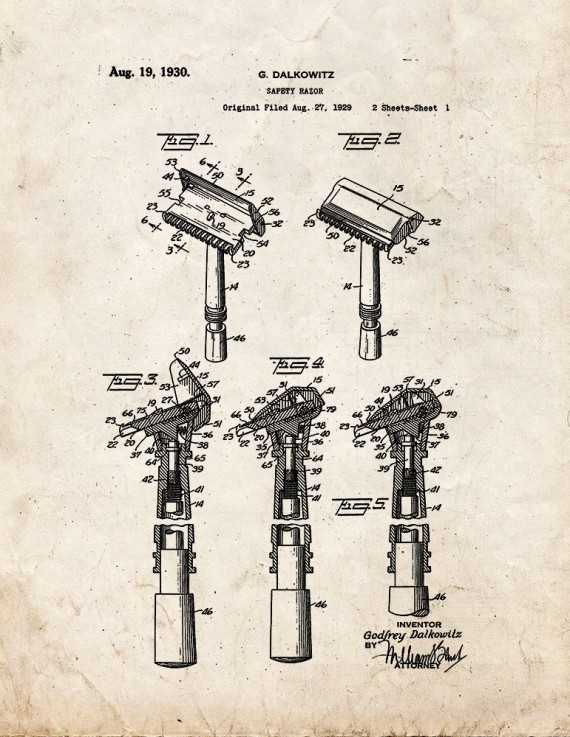 Safety Razor Patent Print