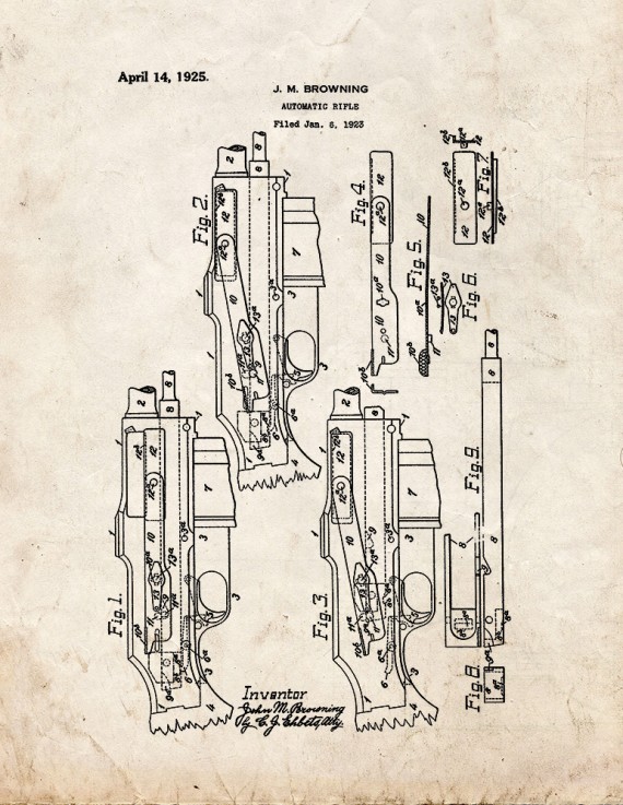 Browning Automatic Rifle Patent Print