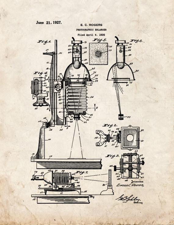 Photographic Enlarger Patent Print