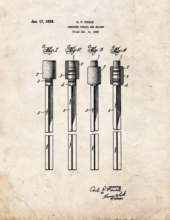 Combined Pencil and Eraser Patent Print