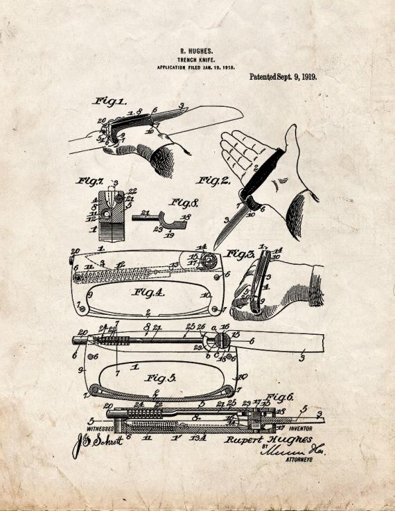 Trench Knife Patent Print