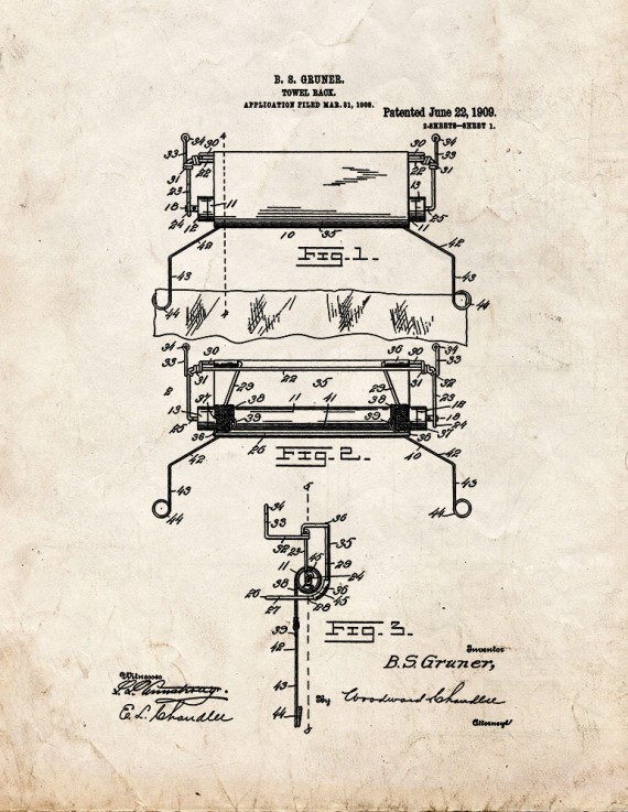 Towel Rack Patent Print