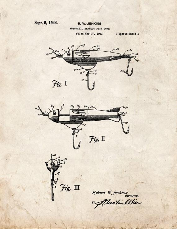 Automatic Erratic Fish Lure Patent Print