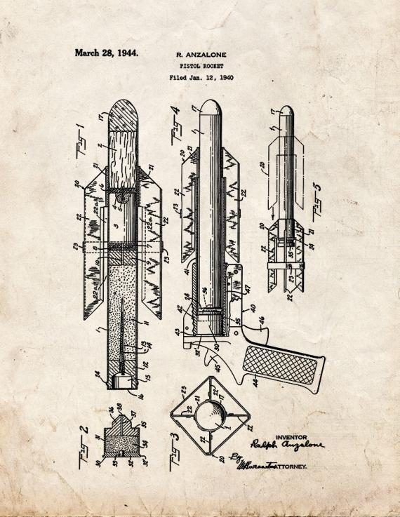 Pistol Rocket Patent Print