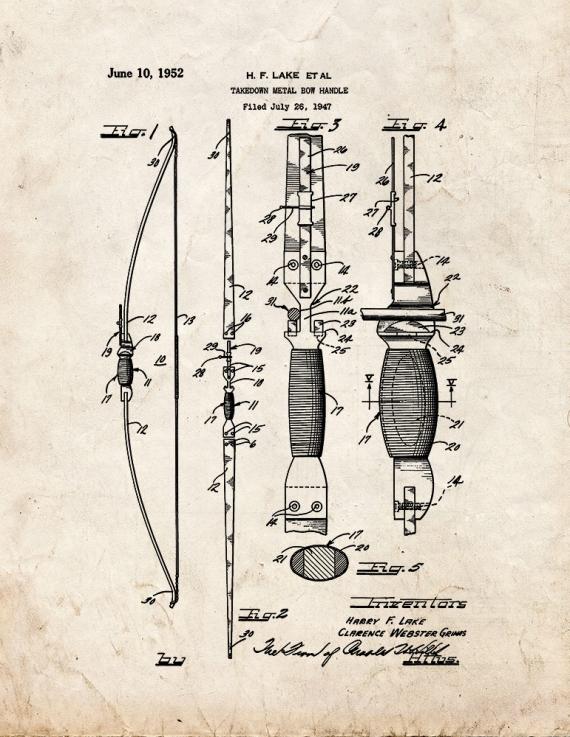 Takedown Metal Bow Handle Patent Print