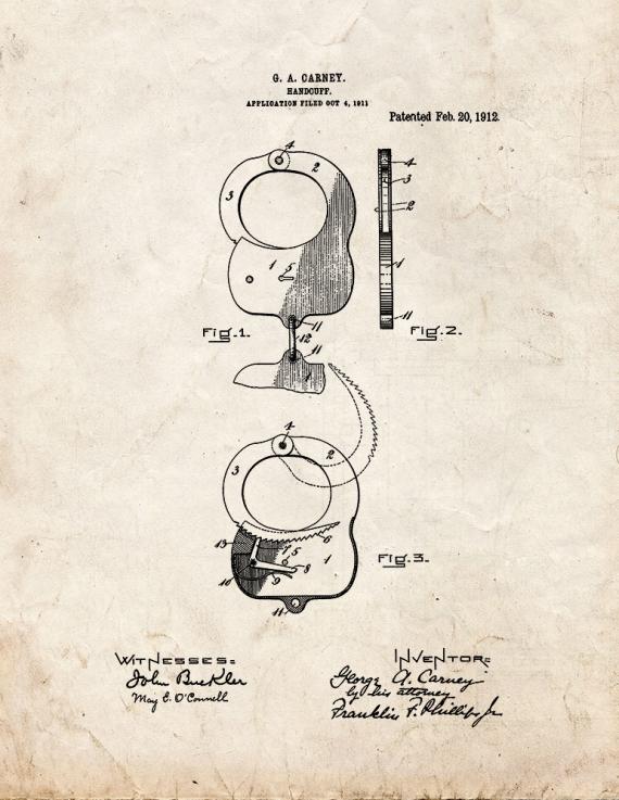 Handcuff Patent Print