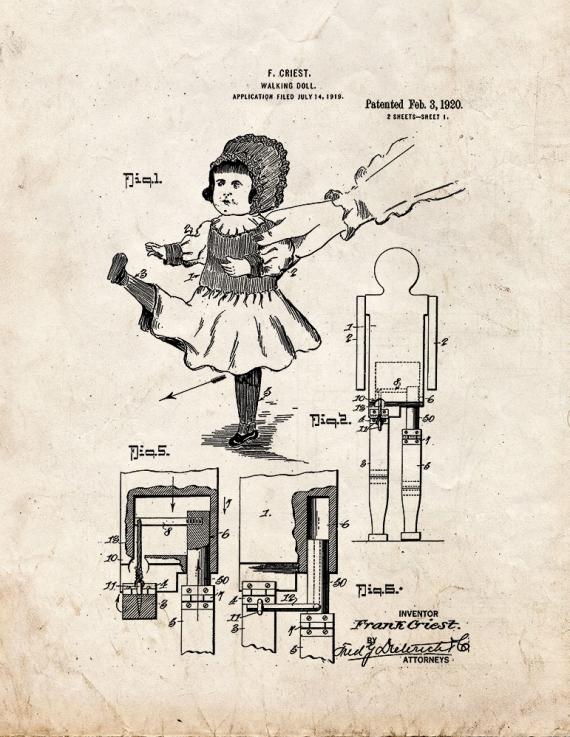 Walking Doll Patent Print