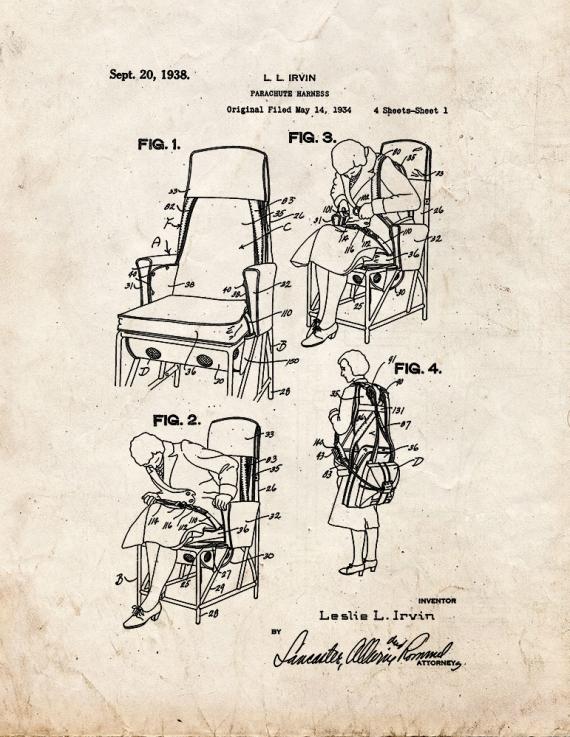 Parachute Harness Patent Print