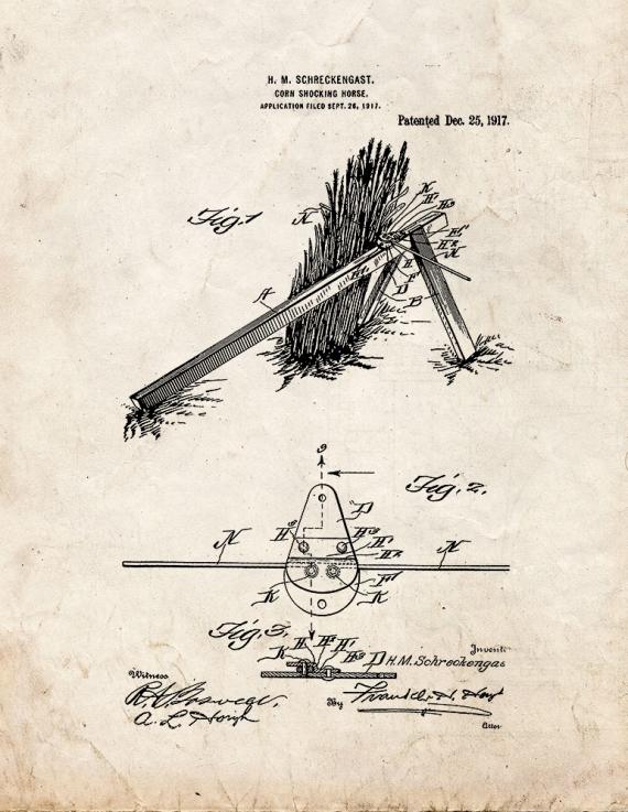 Corn-shocking Horse Patent Print