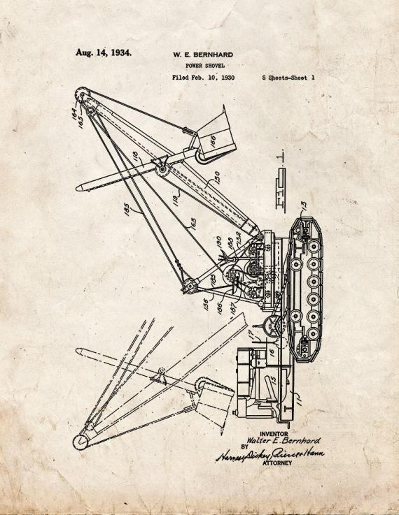 Power Shovel Patent Print