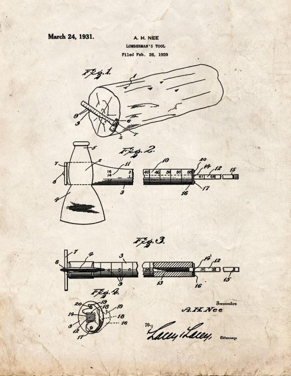 Lumberman's Tool Patent Print