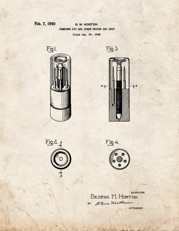 Screwdriver Kit Patent Print