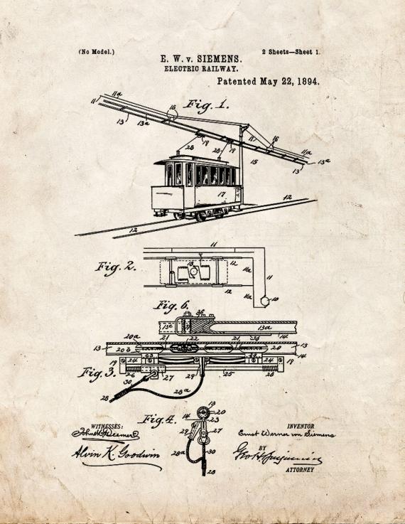 Electric Railway Patent Print