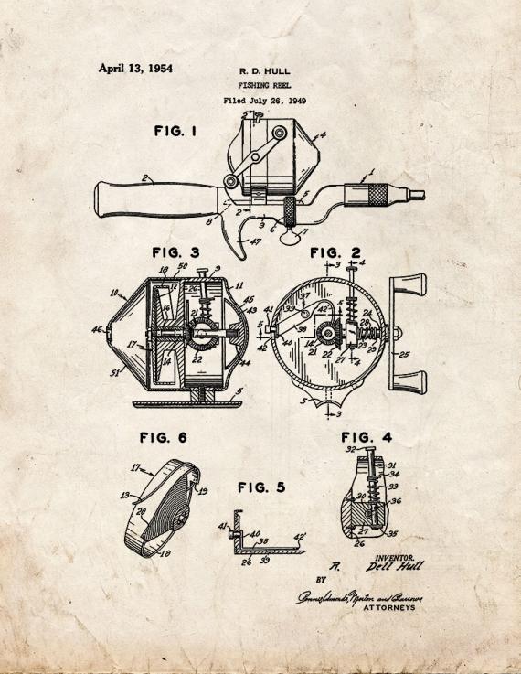 Fishing Reel Patent Print