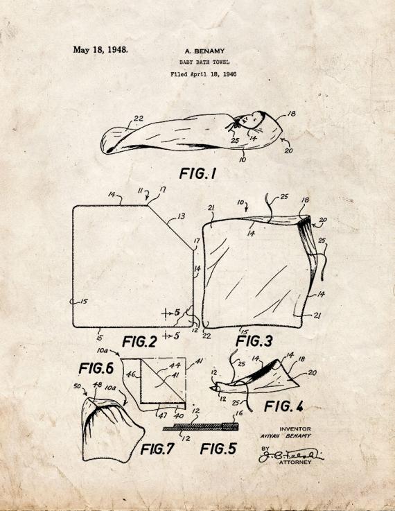 Baby Bath Towel Patent Print