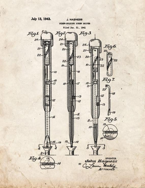 Screw-holding Screw Driver Patent Print