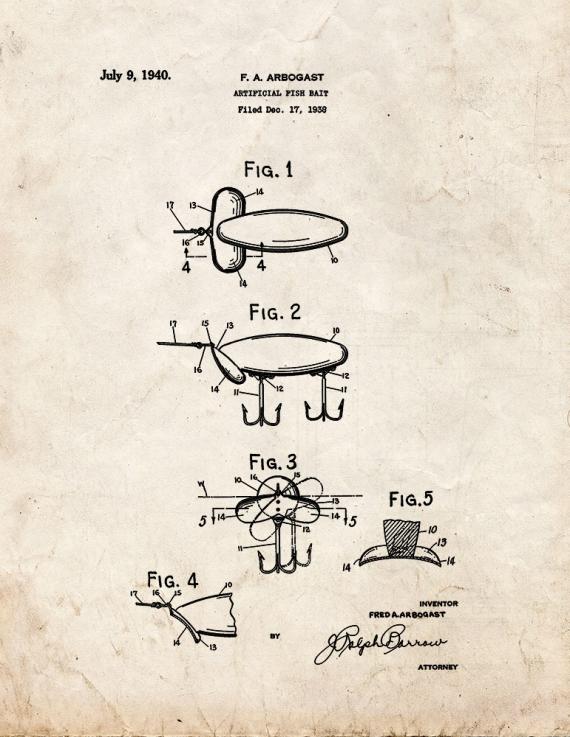 Artificial Fish Bait Patent Print