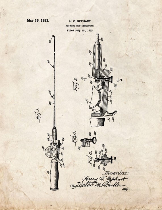 Fishing Rod Patent Print