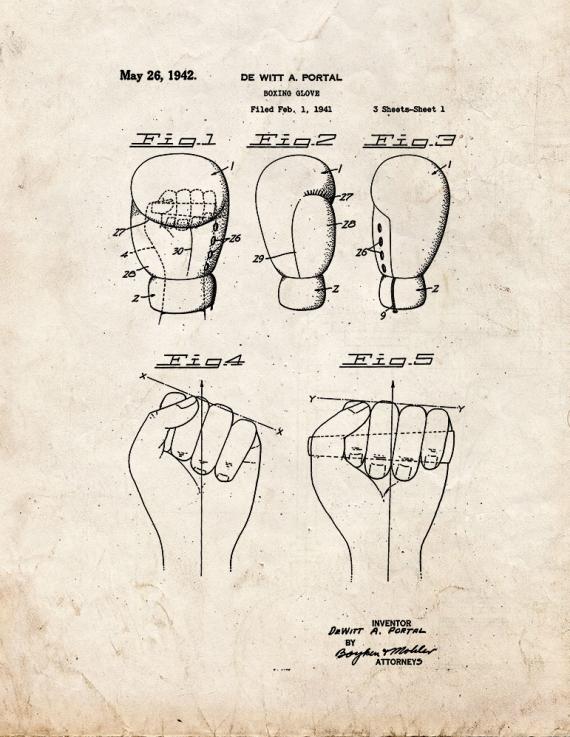 Boxing Glove Patent Print