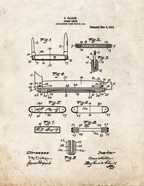 Pocket Knife Patent Print