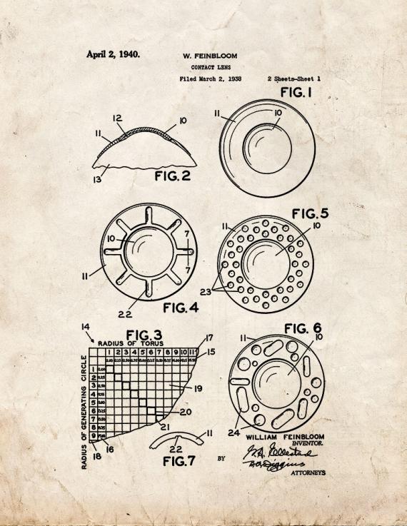 Contact Lense Patent Print