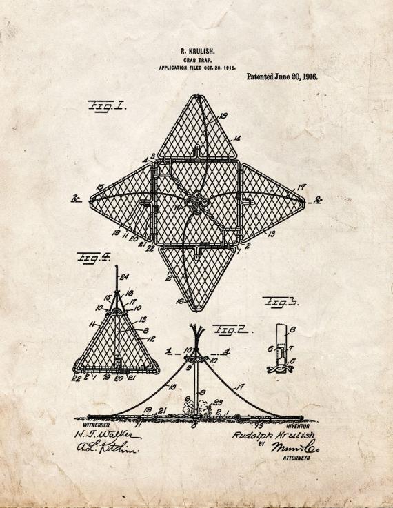 Crab Trap Patent Print