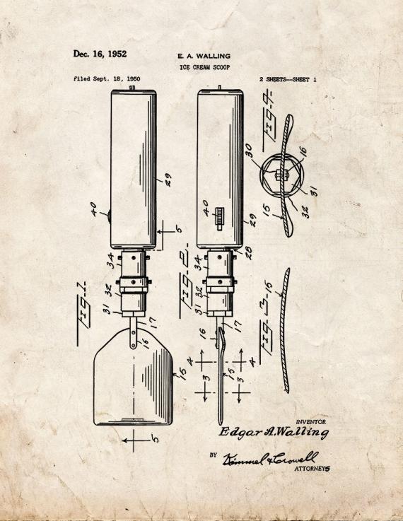 Ice Cream Scoop Patent Print