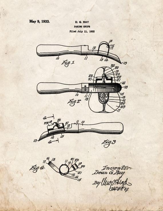 Paring Knife Patent Print