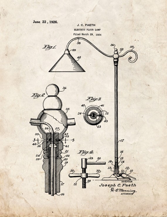 Electric Floor Lamp Patent Print