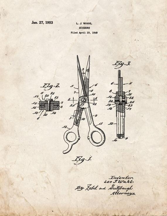 Scissors Patent Print