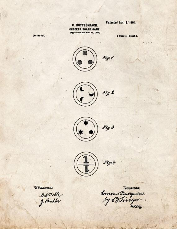 Checkerboard Game Patent Print