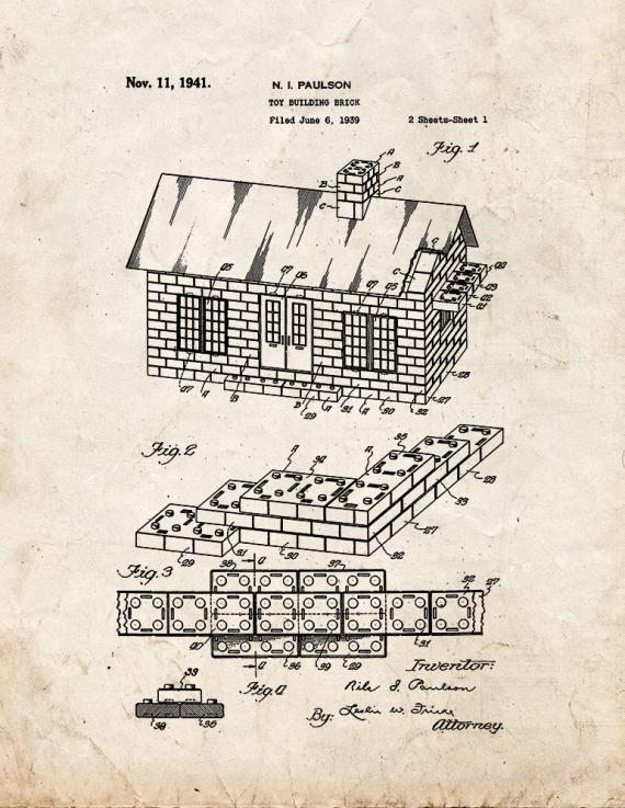 Toy Building Brick Patent Print