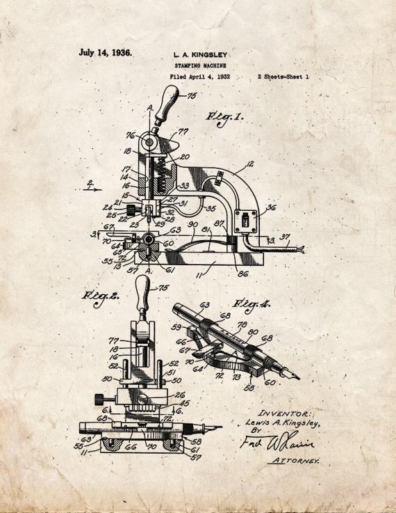 Stamping Machine Patent Print