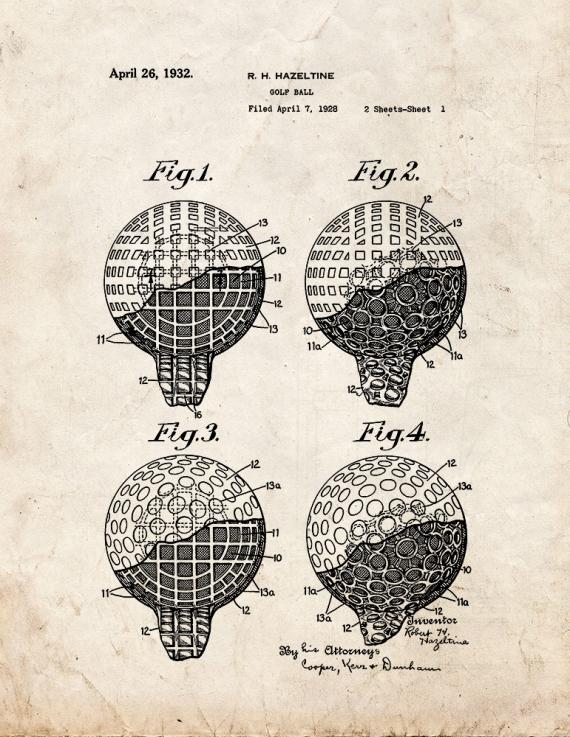 Golf Ball Patent Print