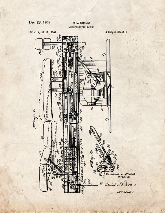 Chiropractic Table Patent Print