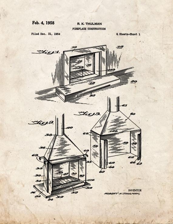Fireplace Patent Print