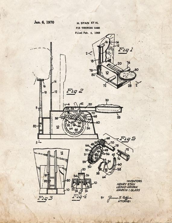 Pie Throwing Game Patent Print