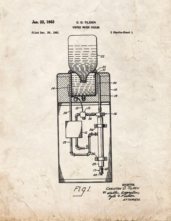 Vortex Water Cooler Patent Print