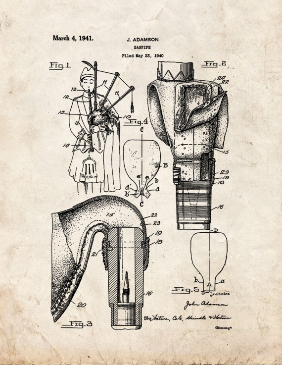 Bagpipe Patent Print