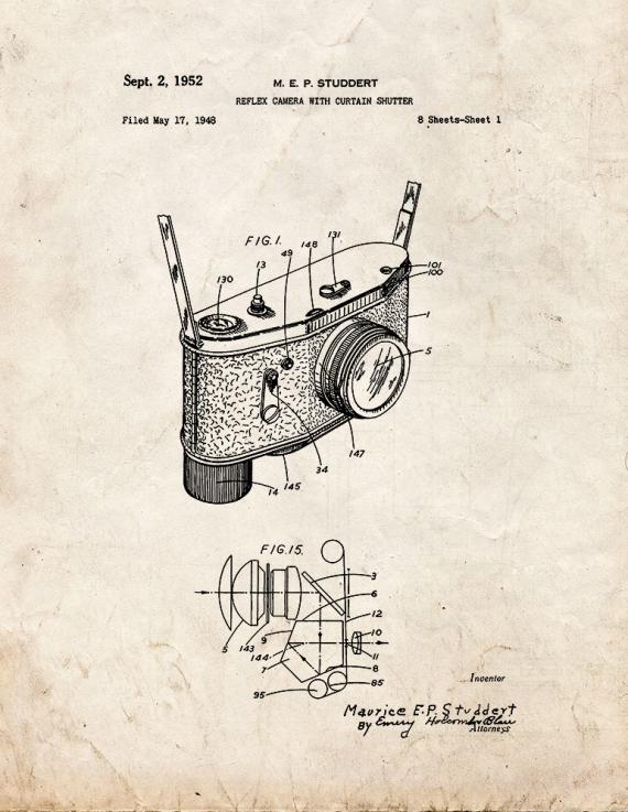 Reflex Camera Patent Print