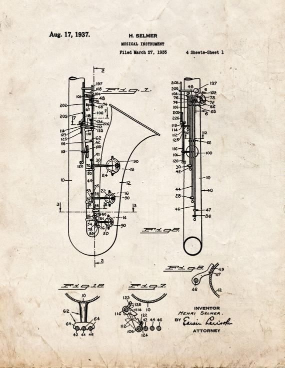 Musical Instrument Patent Print