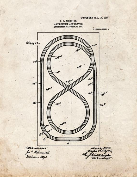 Amusement Apparatus Patent Print