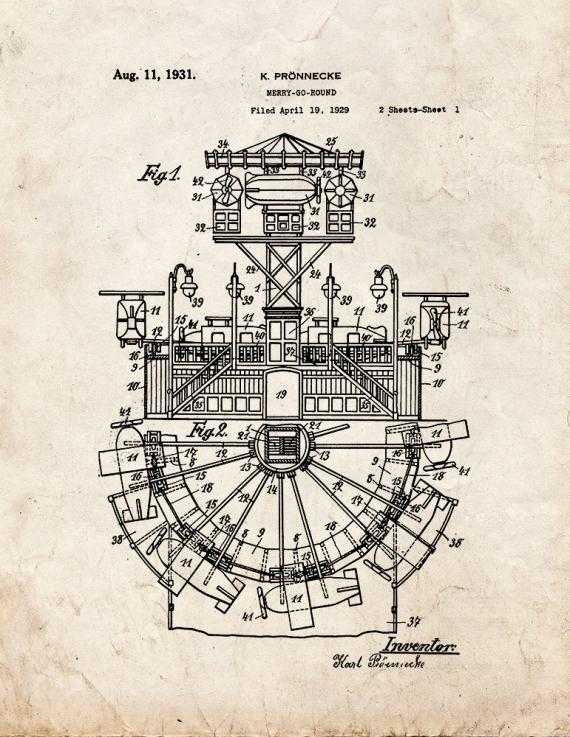 Merry-go-round Patent Print